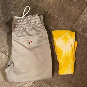 1 M Youth Softball pants, 1 yellow socks